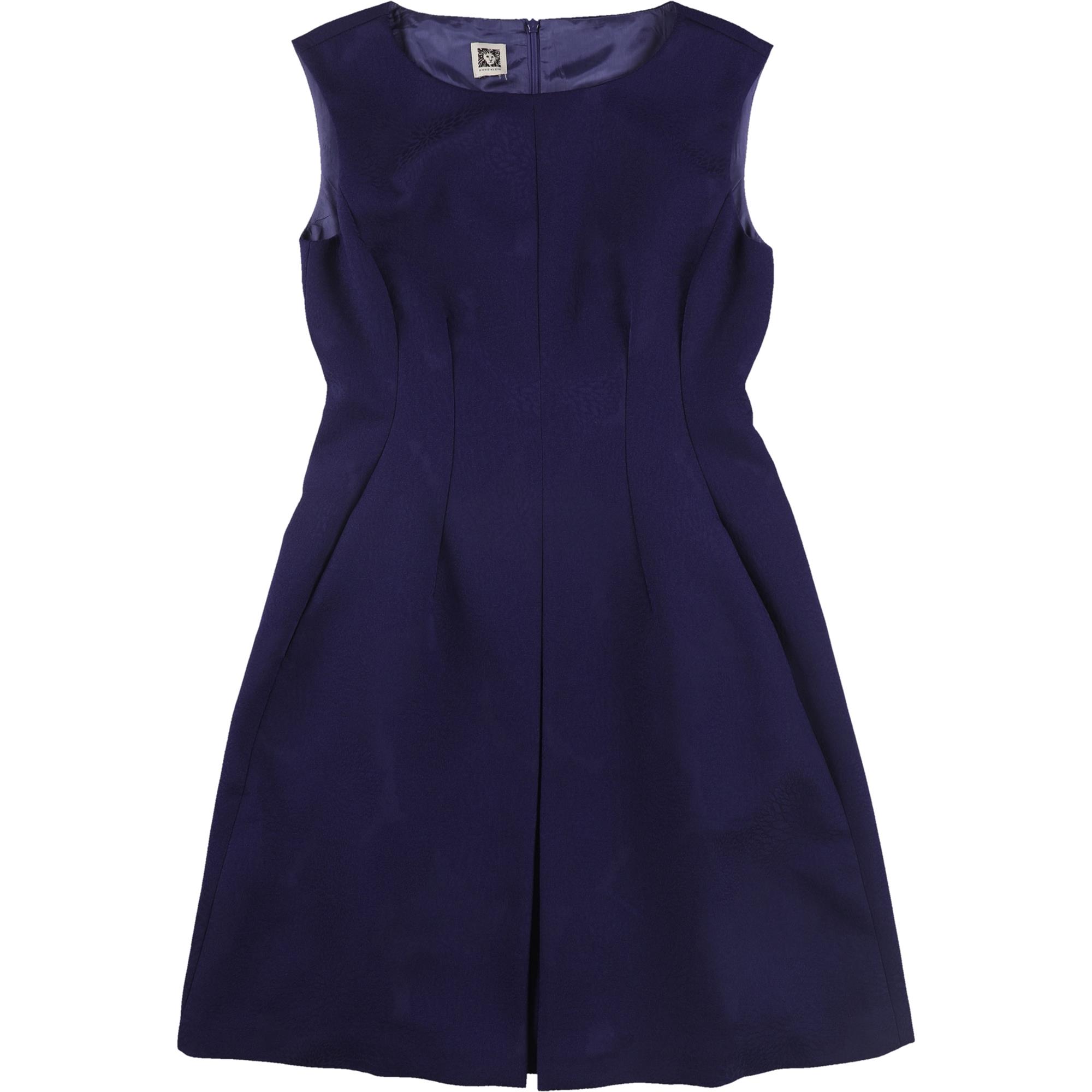 Anne Klein Womens Jacquard Fit \u0026 Flare Dress, Purple, 4